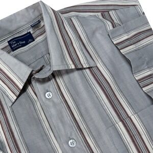 Vintage Retro Grandpacore The Men's Shop JCPenney Shirt Grey Striped Mens Medium